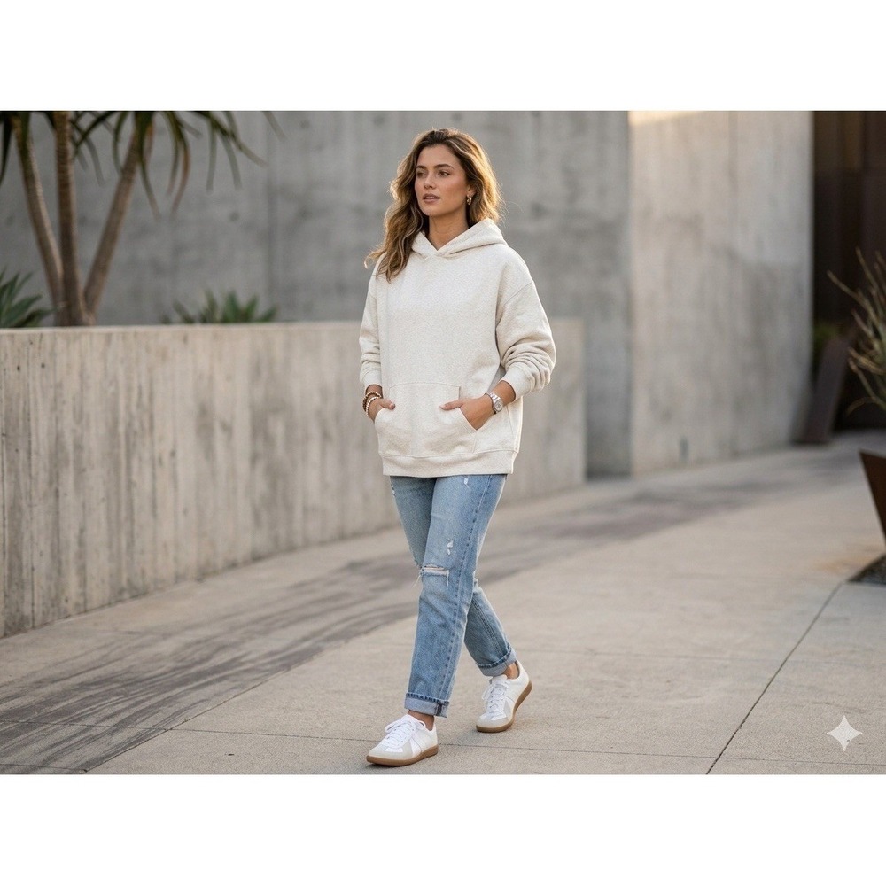 Women's Oversized Hooded Pullover Sweatshirt -Wild Fable Heather grey size Med
